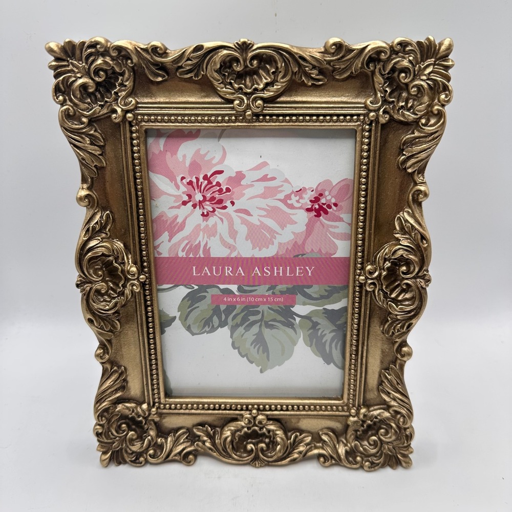 Laura Ashley Ornate Gold Picture Frame 4x6 Baroque Scroll Tabletop Wall Decor
